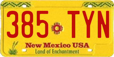 NM license plate 385TYN