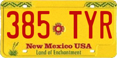 NM license plate 385TYR