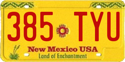 NM license plate 385TYU
