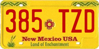 NM license plate 385TZD