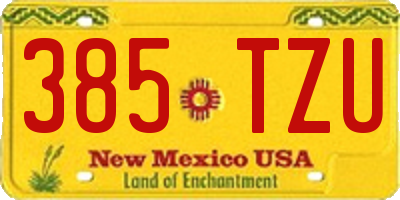 NM license plate 385TZU