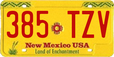 NM license plate 385TZV