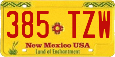 NM license plate 385TZW