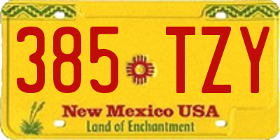 NM license plate 385TZY