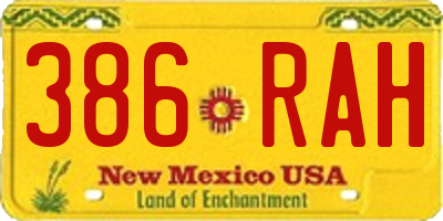 NM license plate 386RAH