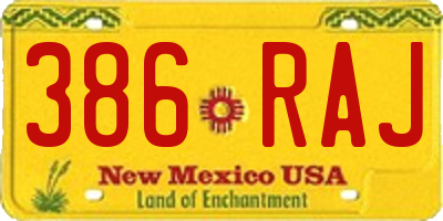 NM license plate 386RAJ