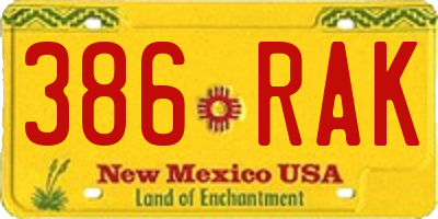 NM license plate 386RAK