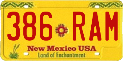 NM license plate 386RAM