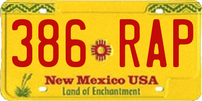 NM license plate 386RAP