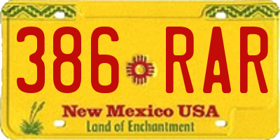 NM license plate 386RAR