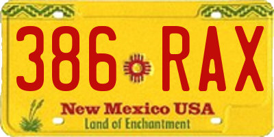NM license plate 386RAX