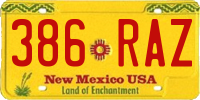 NM license plate 386RAZ
