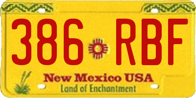 NM license plate 386RBF
