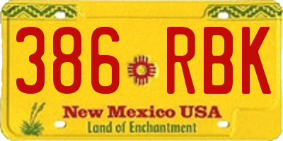 NM license plate 386RBK