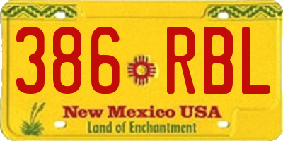 NM license plate 386RBL