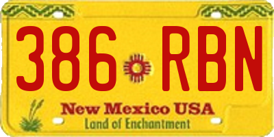 NM license plate 386RBN