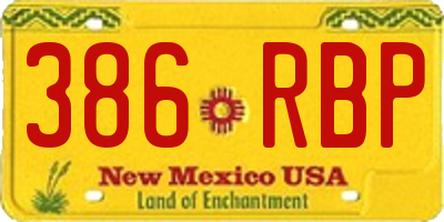 NM license plate 386RBP