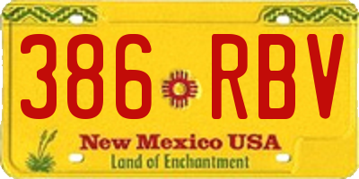 NM license plate 386RBV