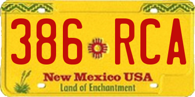 NM license plate 386RCA