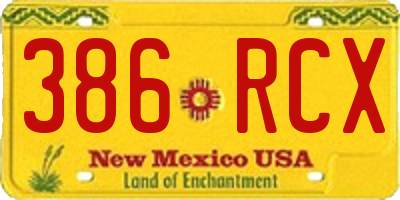 NM license plate 386RCX