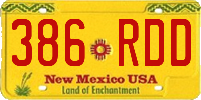 NM license plate 386RDD