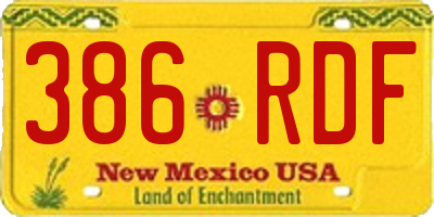 NM license plate 386RDF