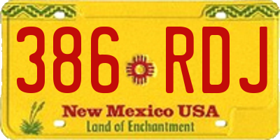 NM license plate 386RDJ
