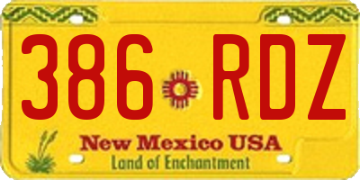 NM license plate 386RDZ