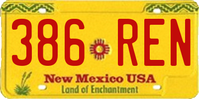 NM license plate 386REN