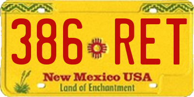 NM license plate 386RET