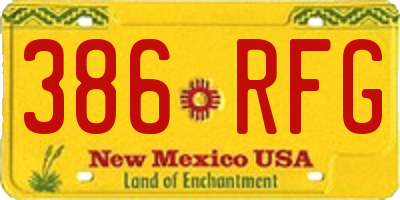 NM license plate 386RFG