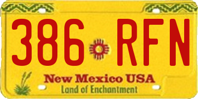 NM license plate 386RFN