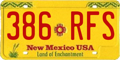 NM license plate 386RFS