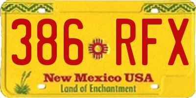 NM license plate 386RFX