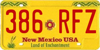 NM license plate 386RFZ
