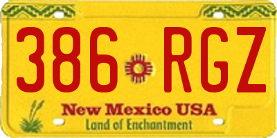 NM license plate 386RGZ