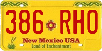 NM license plate 386RHO
