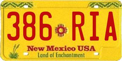 NM license plate 386RIA