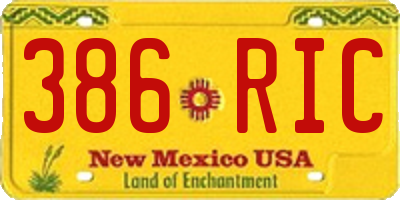 NM license plate 386RIC