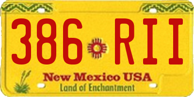 NM license plate 386RII
