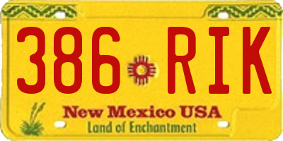 NM license plate 386RIK