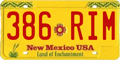 NM license plate 386RIM