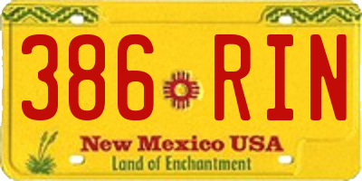 NM license plate 386RIN