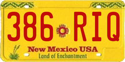 NM license plate 386RIQ