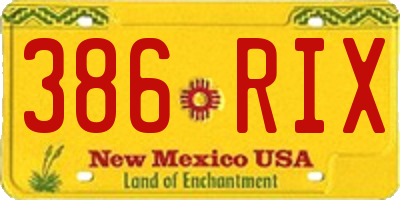 NM license plate 386RIX