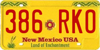 NM license plate 386RKO