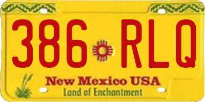 NM license plate 386RLQ