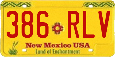NM license plate 386RLV