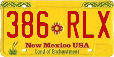 NM license plate 386RLX