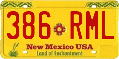NM license plate 386RML
